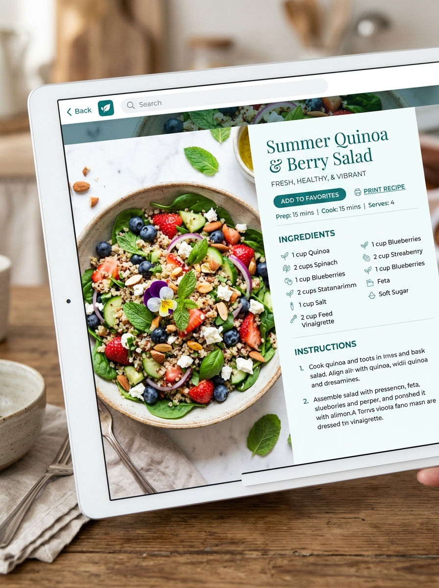 Página de Receitas e Alimentação